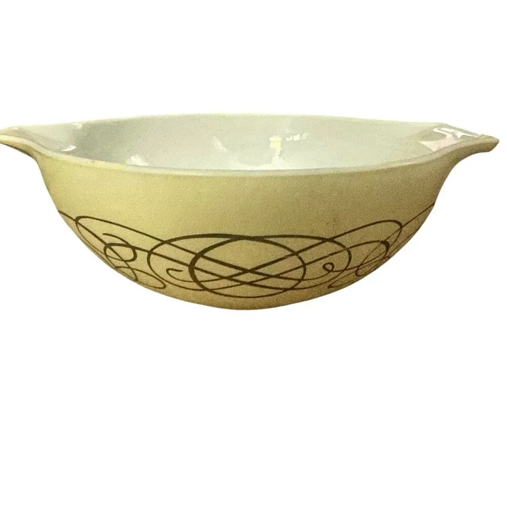 Vintage PYREX Ovenware Gold Swirl Mixing Bowl #444 Large 4 Qt..